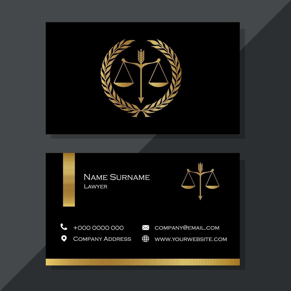 Elegant black and gold lawyer business card vector