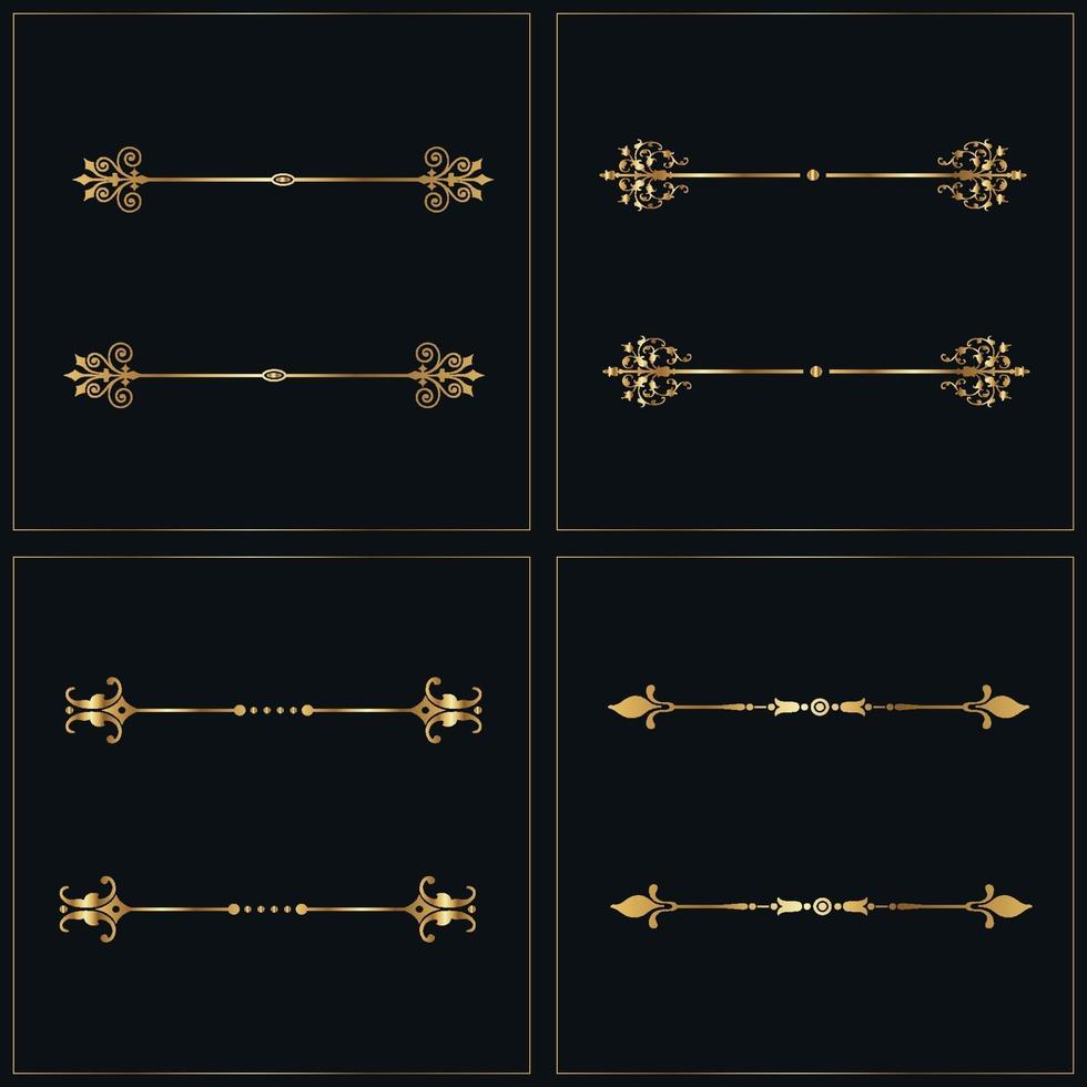 Set of golden frames in the form of arrows vector