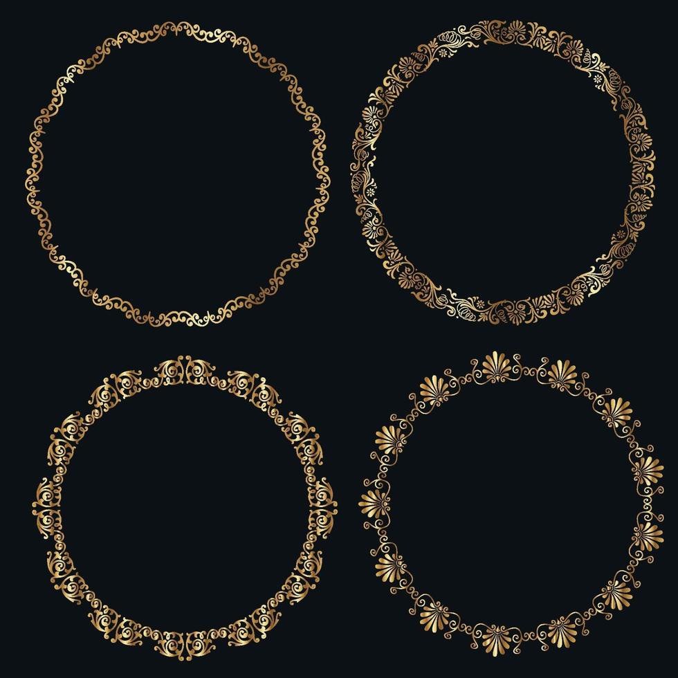 Set of golden circular frames vector