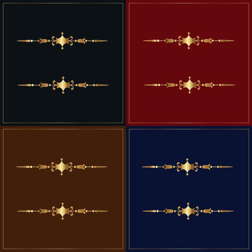 Set of golden frames with abstract shapes vector