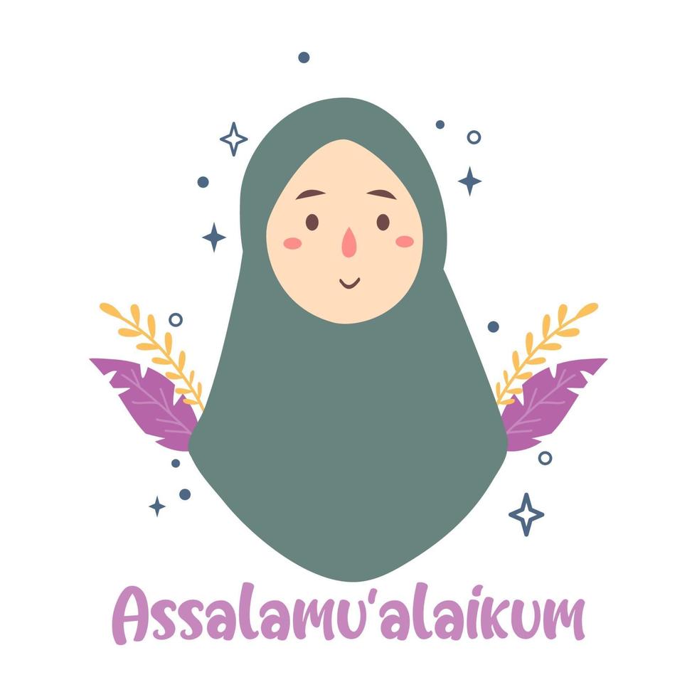 Muslimah girl assalamualaikum vector