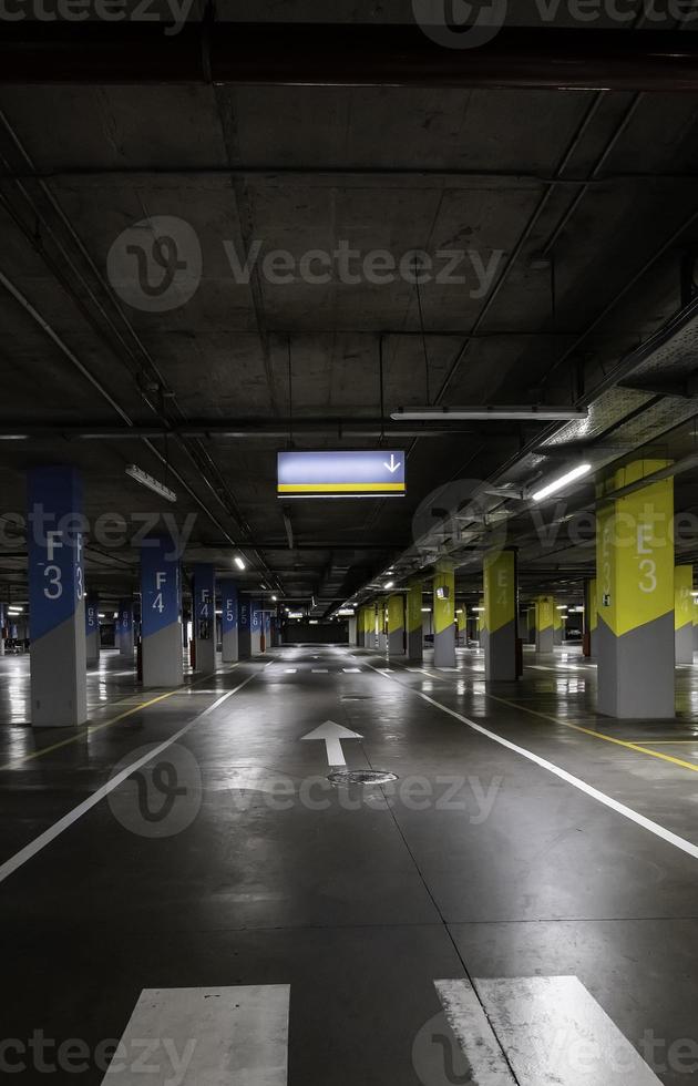 Interior of underground parking photo