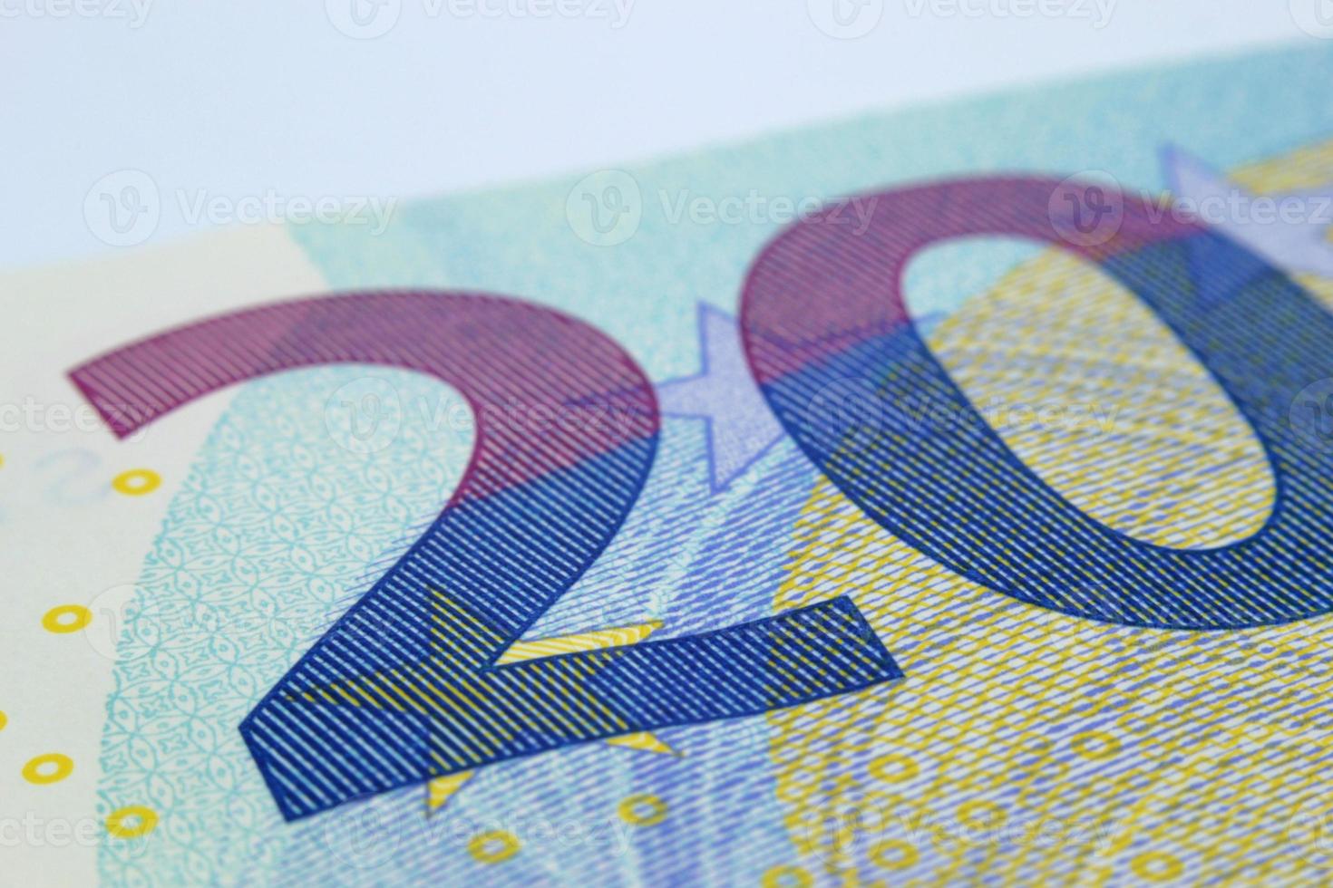 Detail of the number 20 in a 20 euro banknote. photo