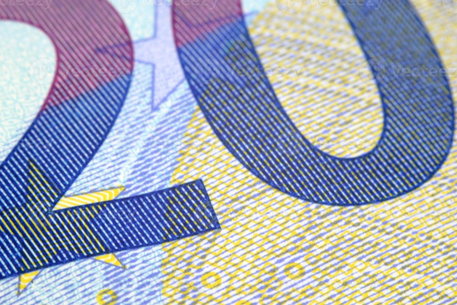 Detail of the number 20 in a 20 euro banknote. photo