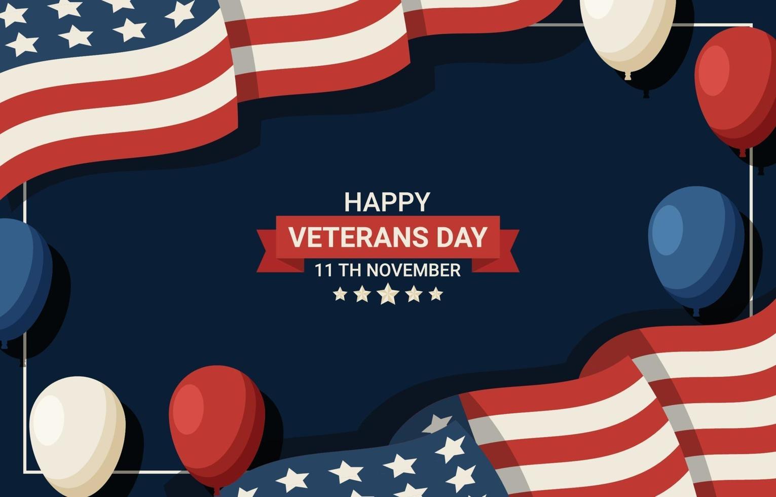 Veterans Day Background with Balloon and Flag vector