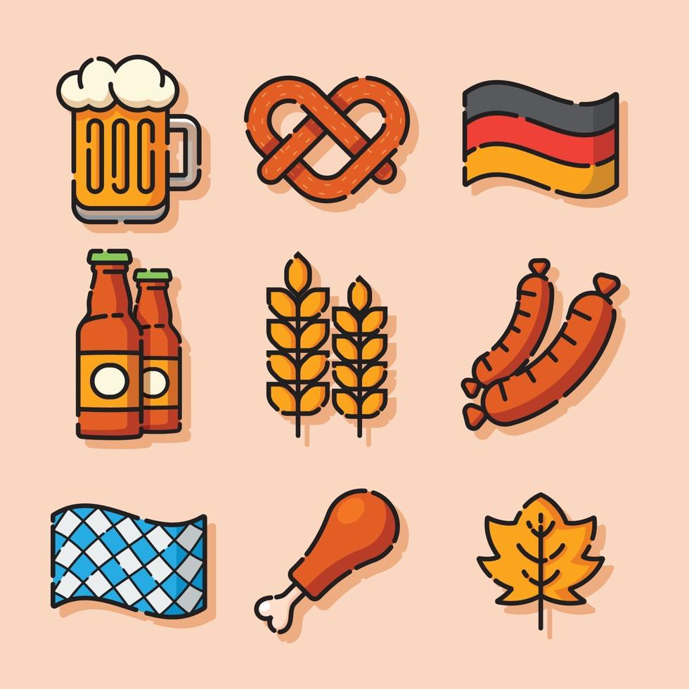 colección de iconos de fiesta oktoberfest vector