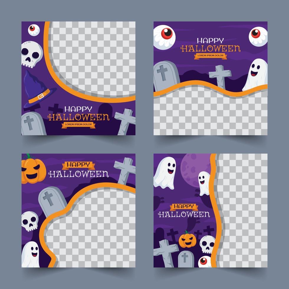 plantilla de publicación de redes sociales de halloween vector