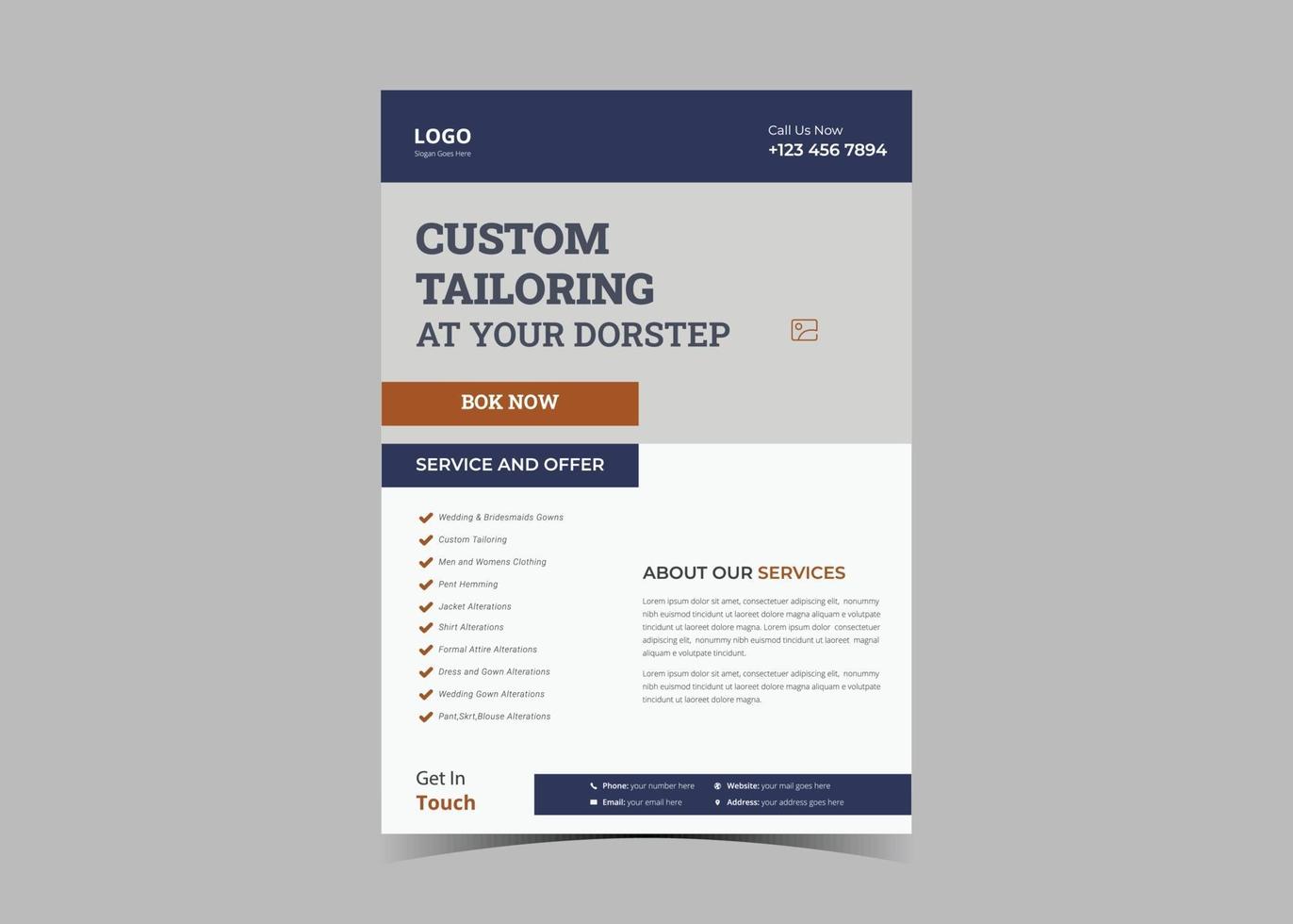 Tailor service flyer design template. vector