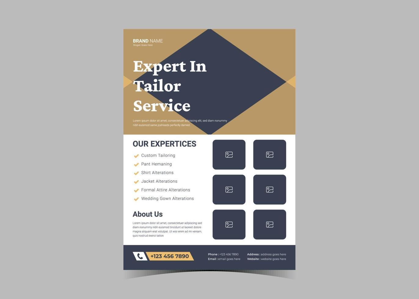 Tailor service flyer design template. vector