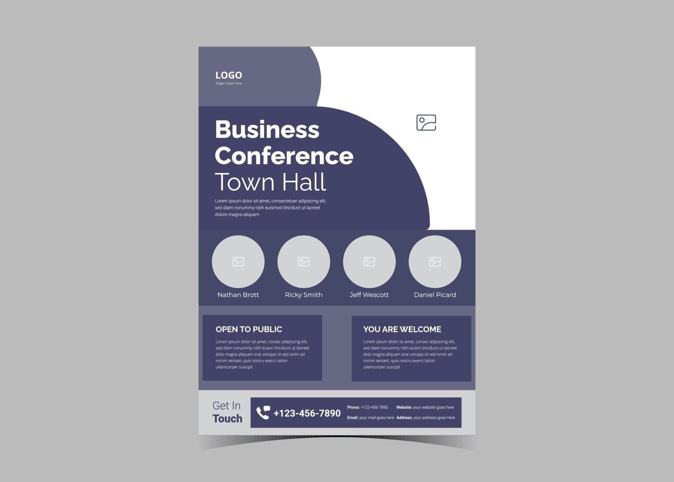 Seminar conference flyer template vector