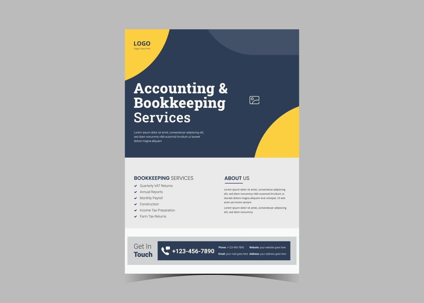 Accounting and bookkeeping service flyer template. vector