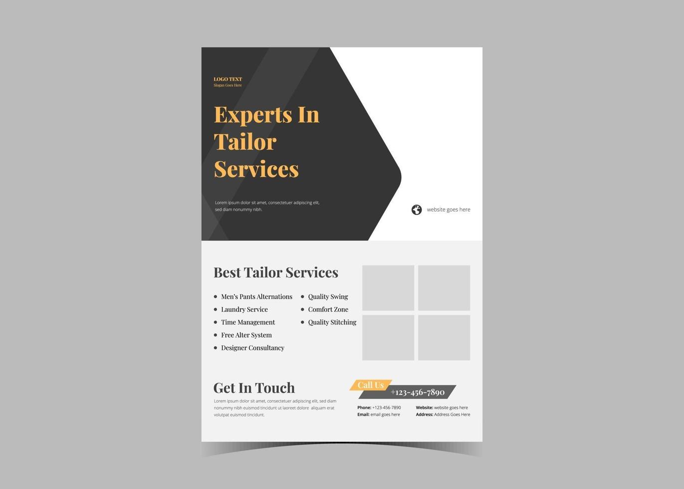 Tailor service flyer design template. vector