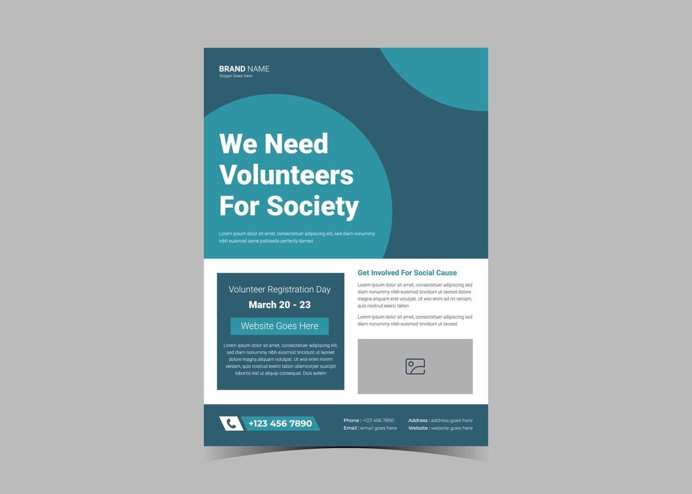 Volunteer needed flyer template design vector