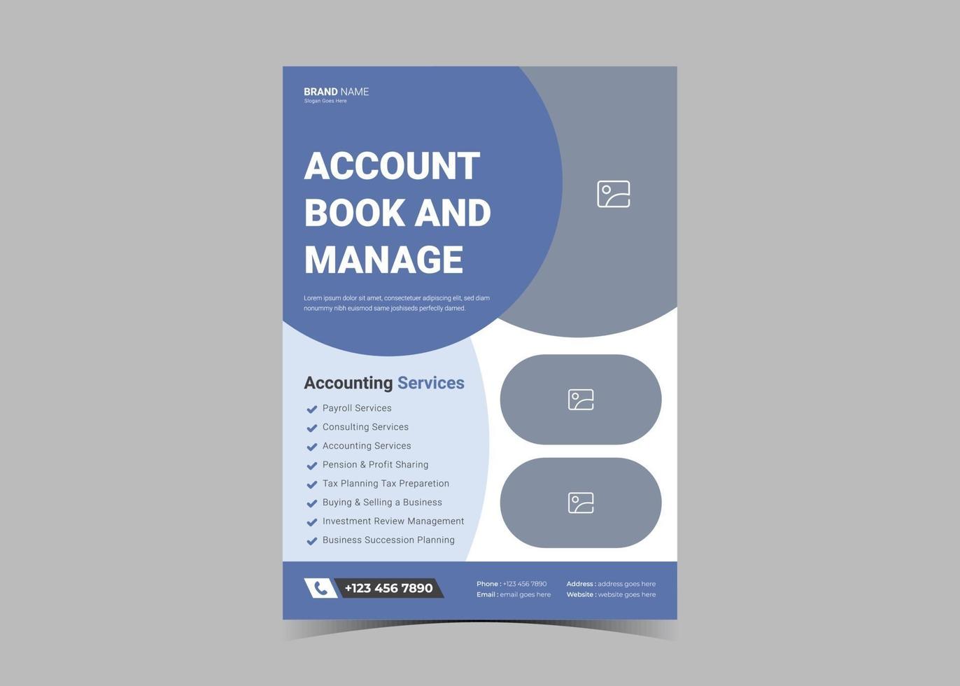 Accounting and bookkeeping service flyer template. vector