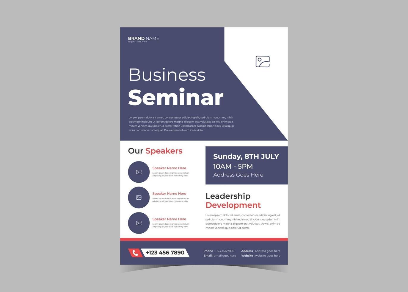 Seminar conference flyer template vector