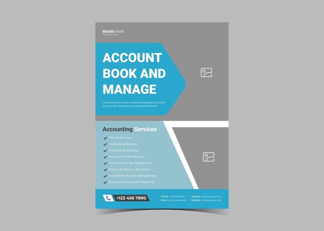 Accounting and bookkeeping service flyer template. vector