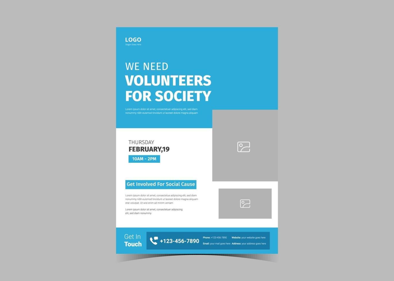 Volunteer needed flyer template design vector