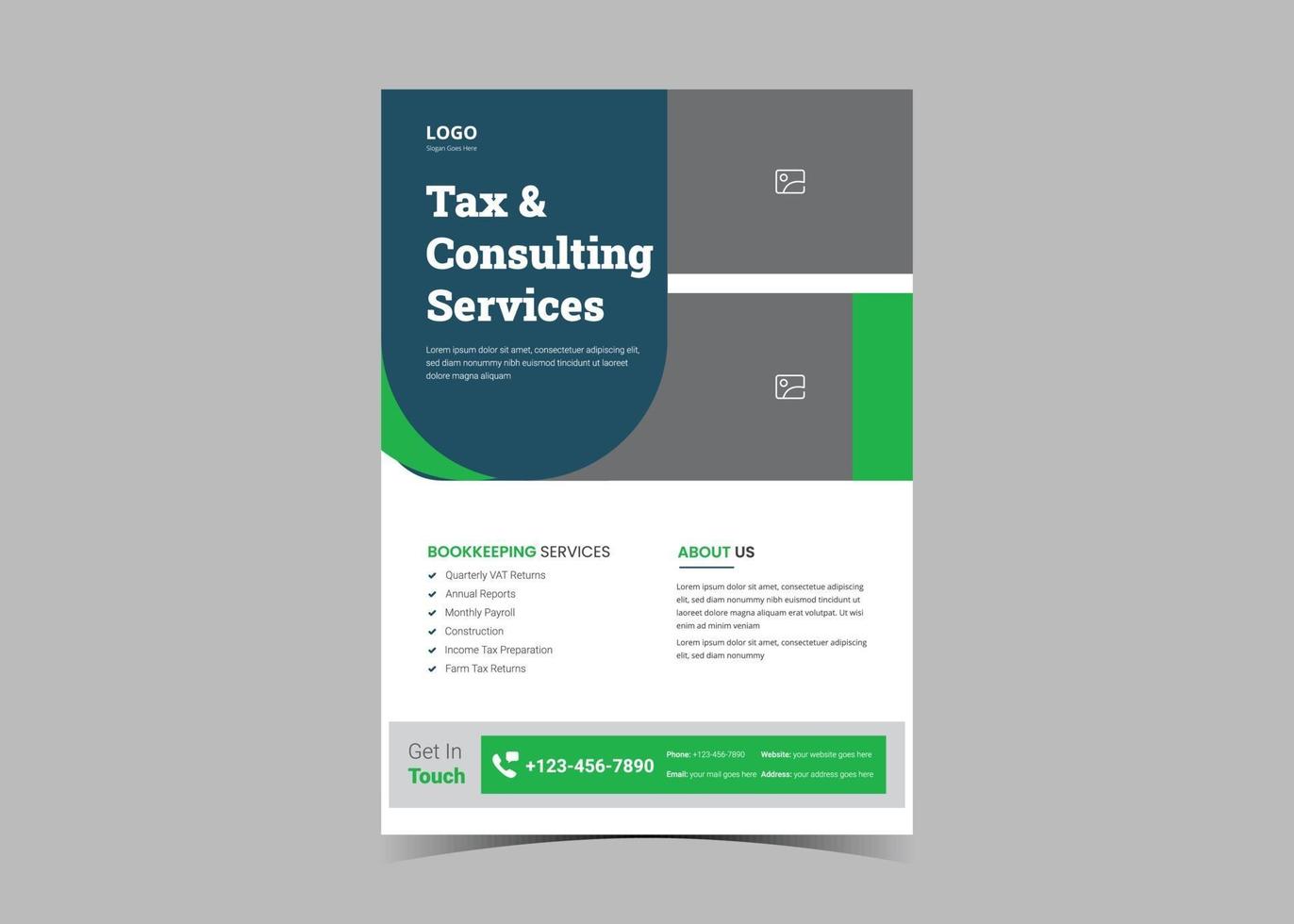 Accounting and bookkeeping service flyer template. vector