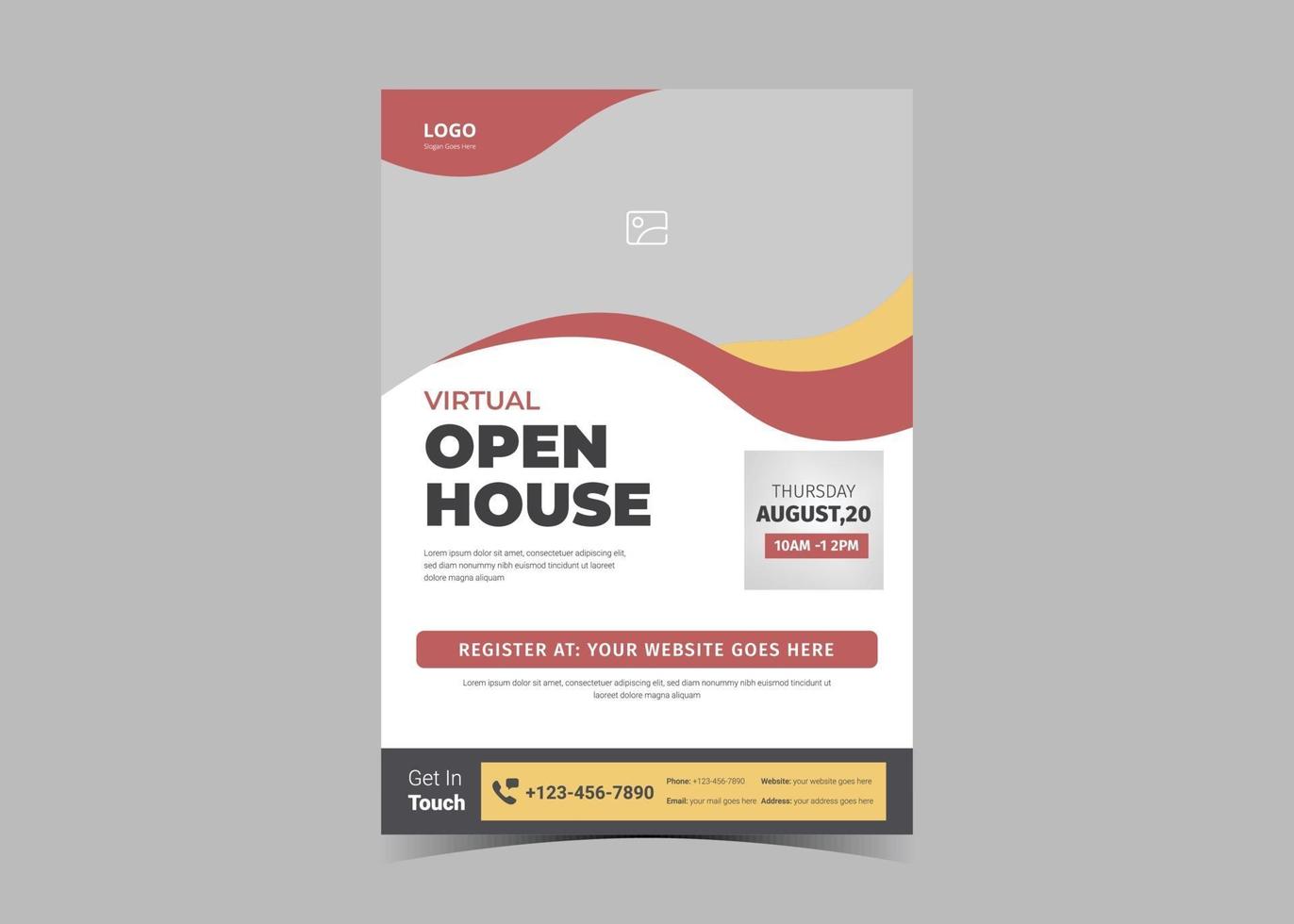 Open house virtual school flyer template design. vector