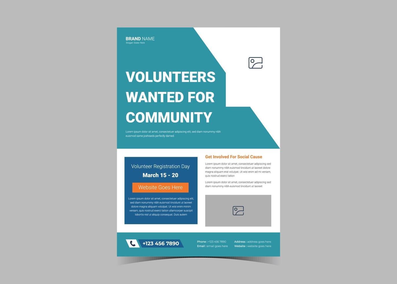 Volunteer needed flyer template design vector