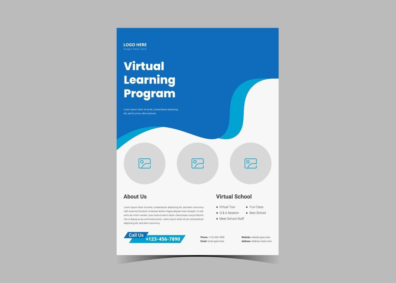 Open house virtual school flyer template design. vector