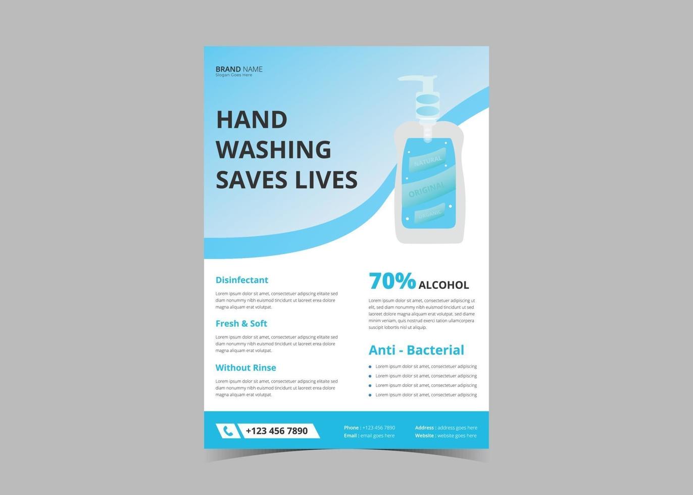 Hand sanitizer promotion flyer template. vector
