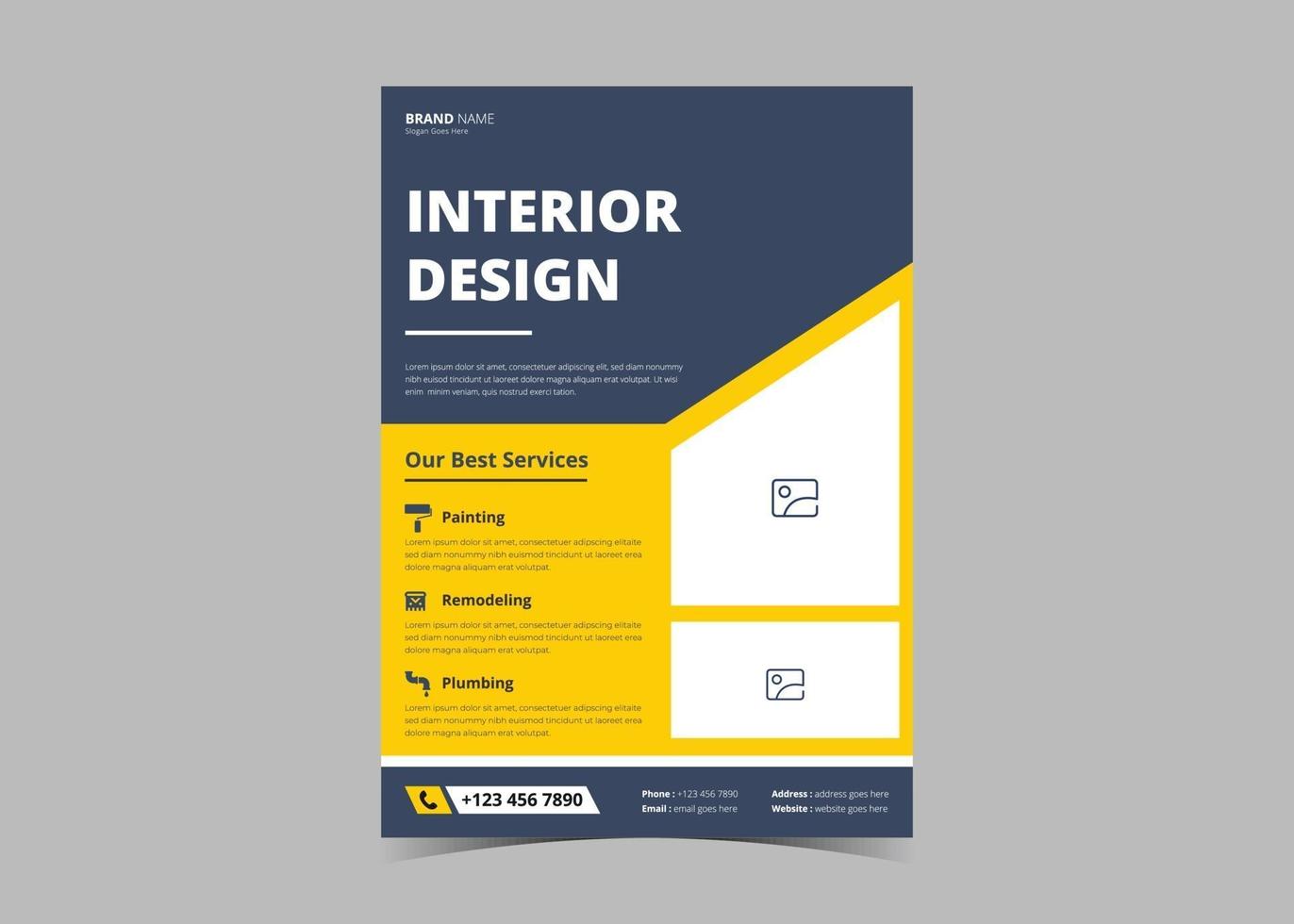 Interior design flyer template vector