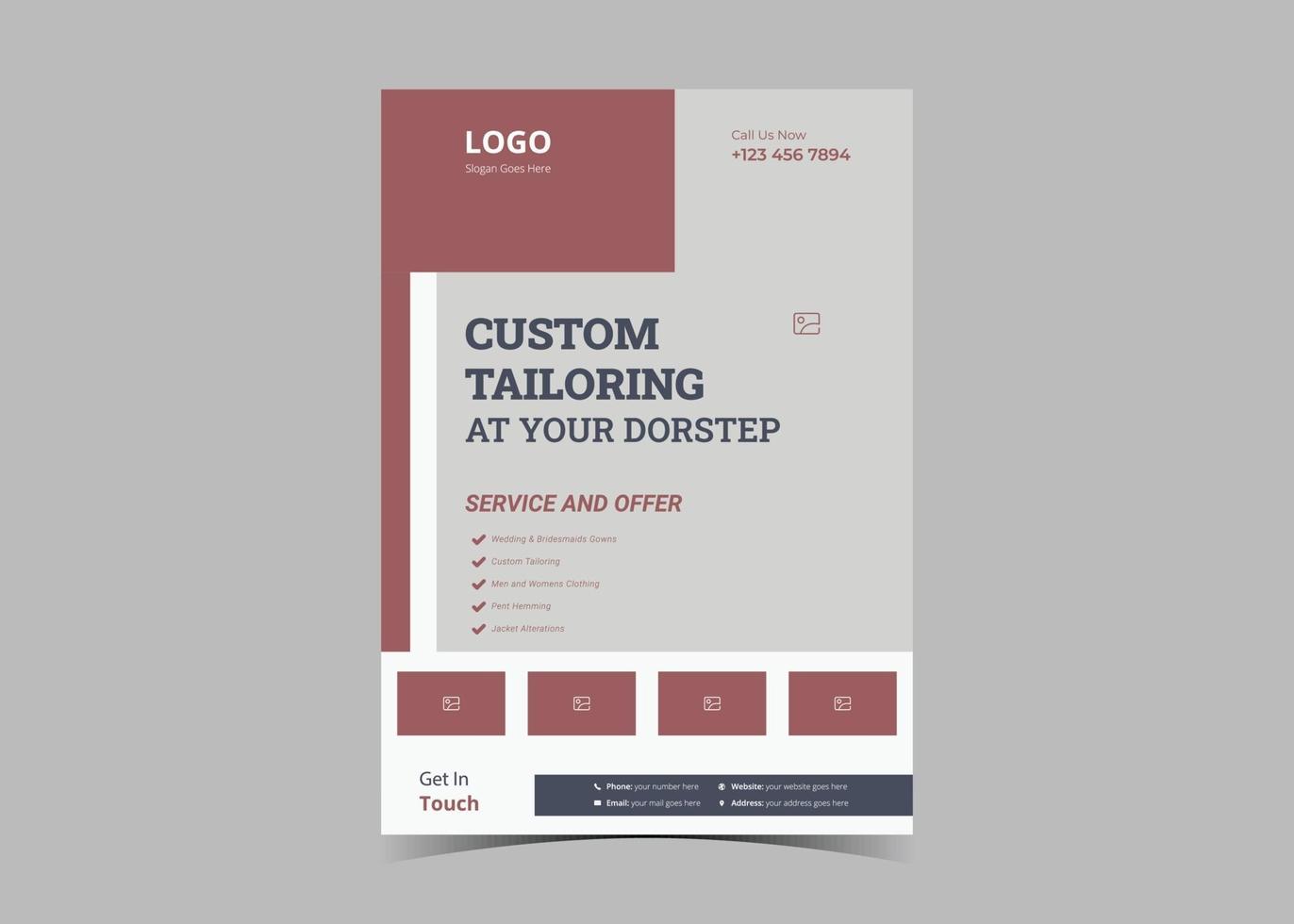 Tailor service flyer design template. vector