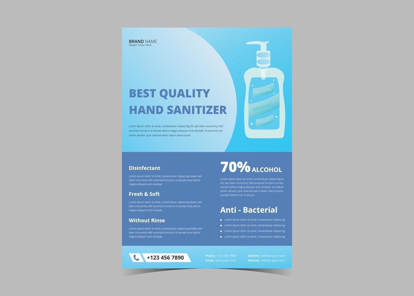 Hand sanitizer promotion flyer template. vector