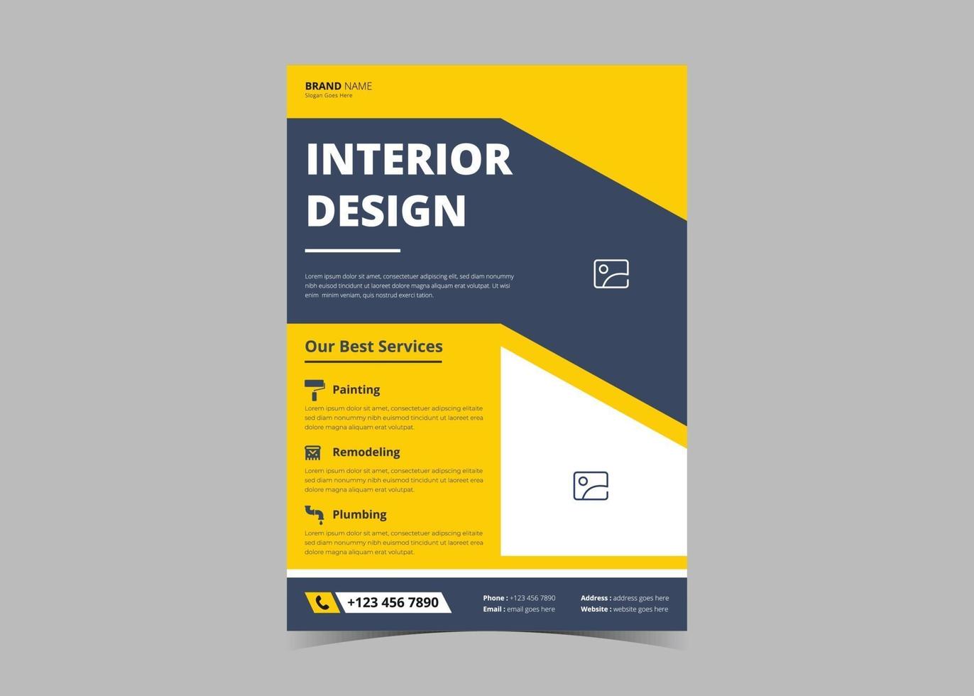 Interior design flyer template vector