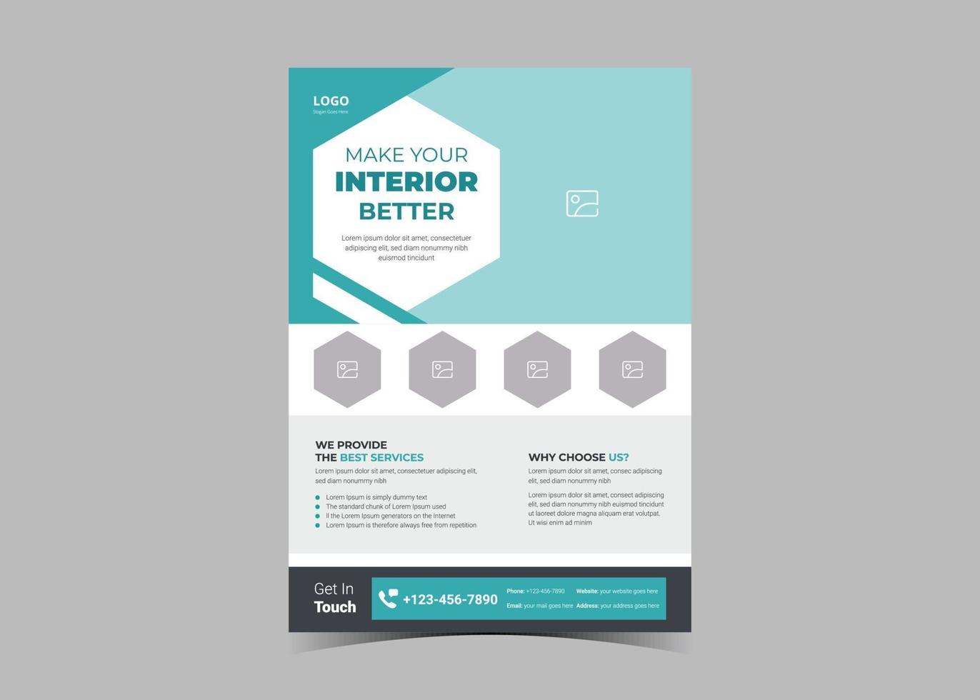 Interior design flyer template vector