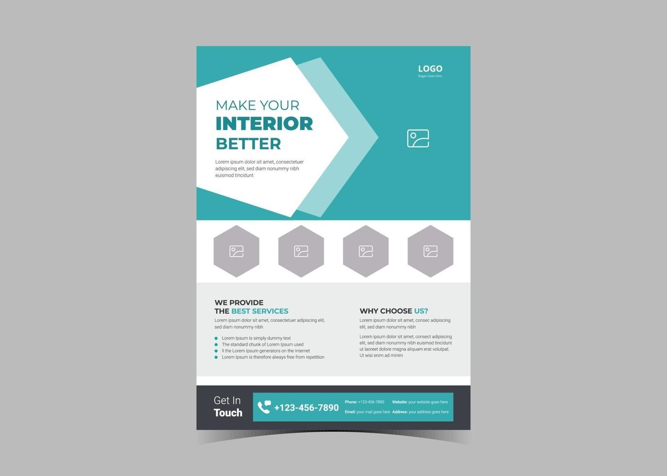 Interior design flyer template vector