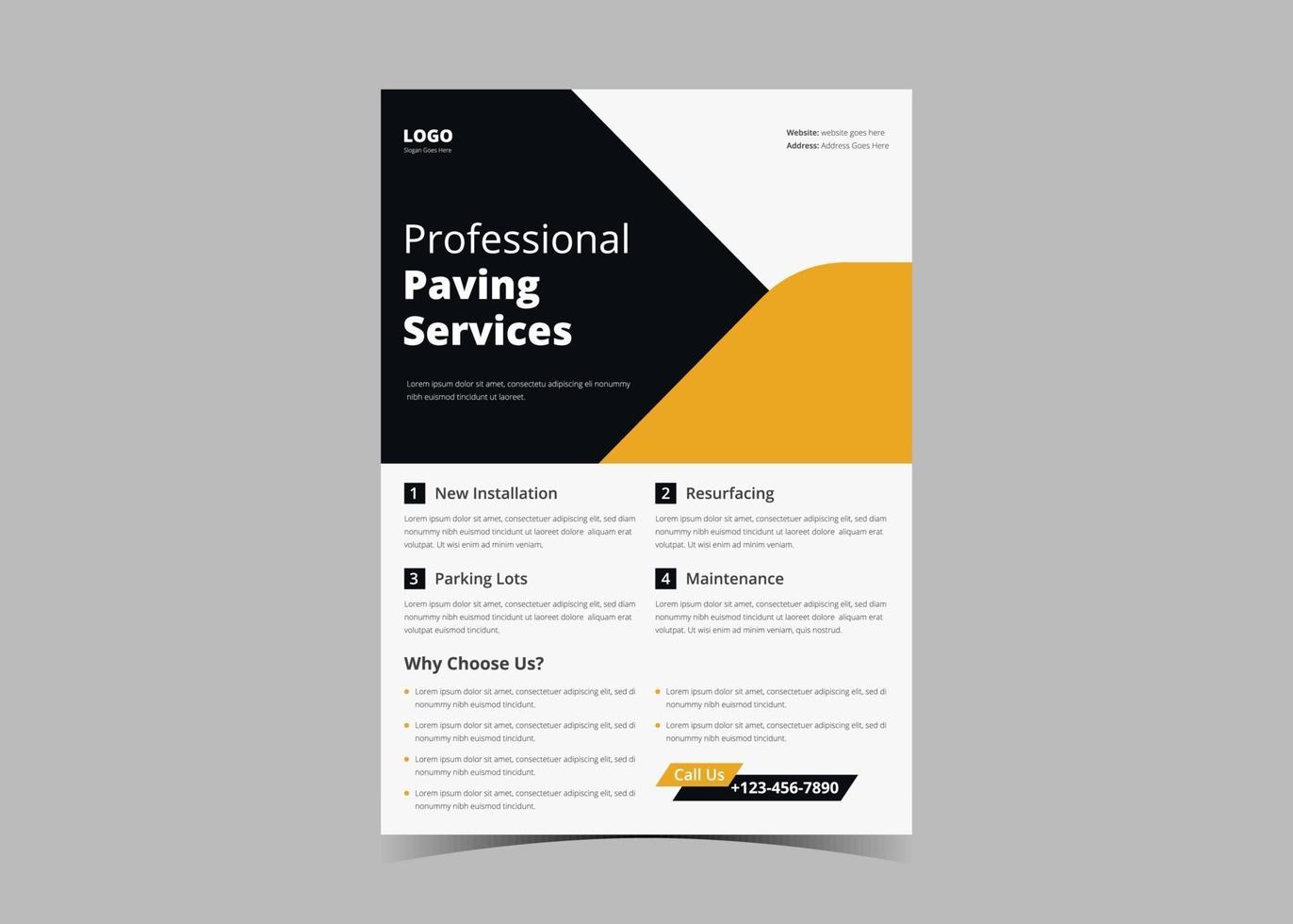 Paving service construction work flyer design template vector