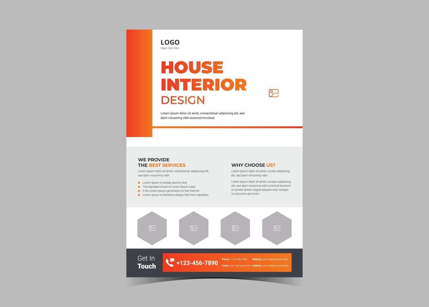 Interior design flyer template vector