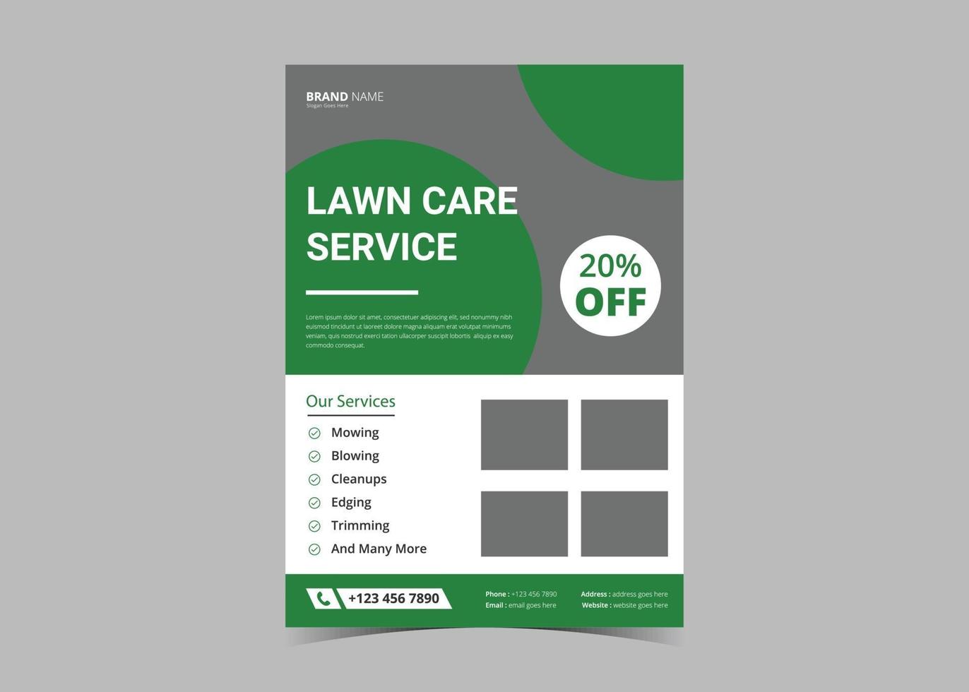 Lawn and gardening service flyer design template vector