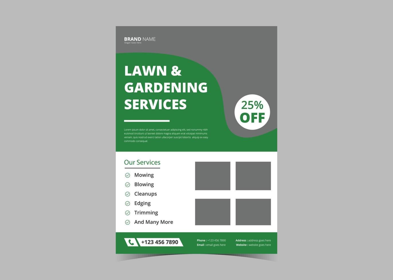 Lawn and gardening service flyer design template vector