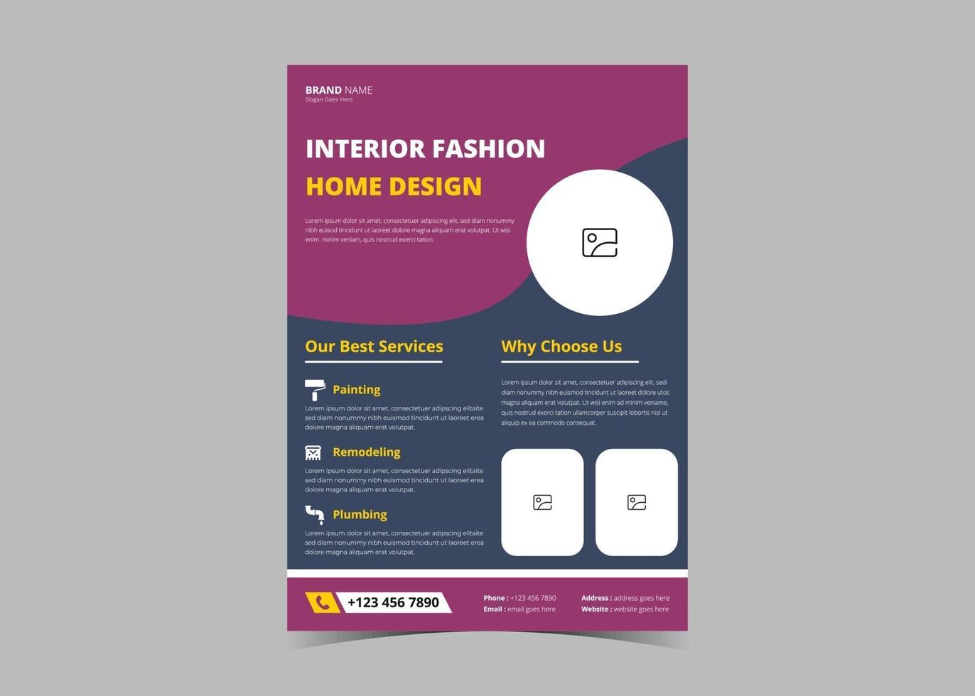 Interior design flyer template vector