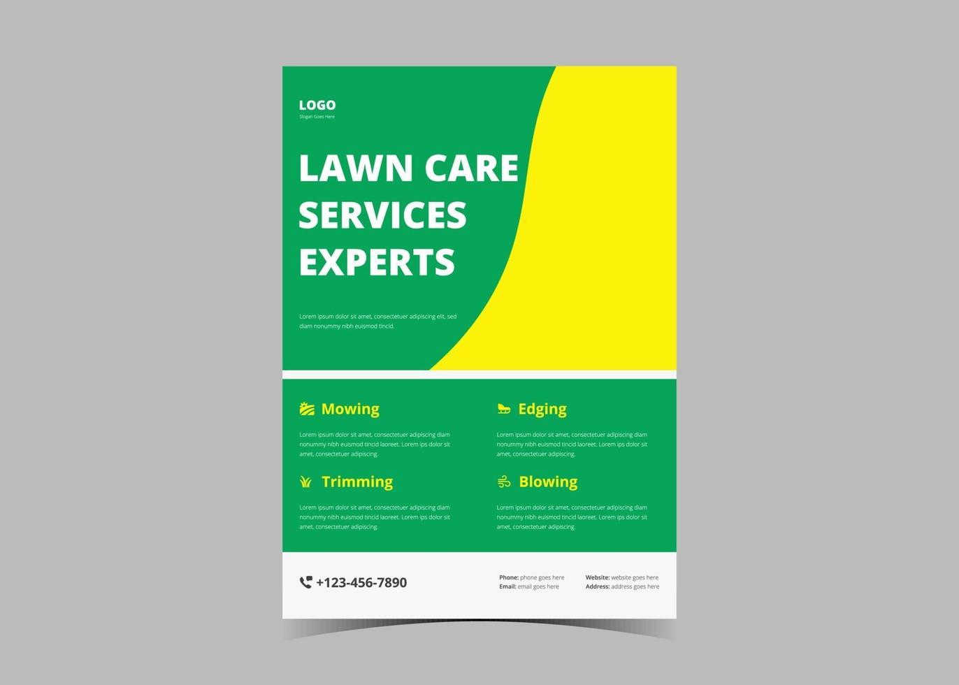 Lawn and gardening service flyer design template vector