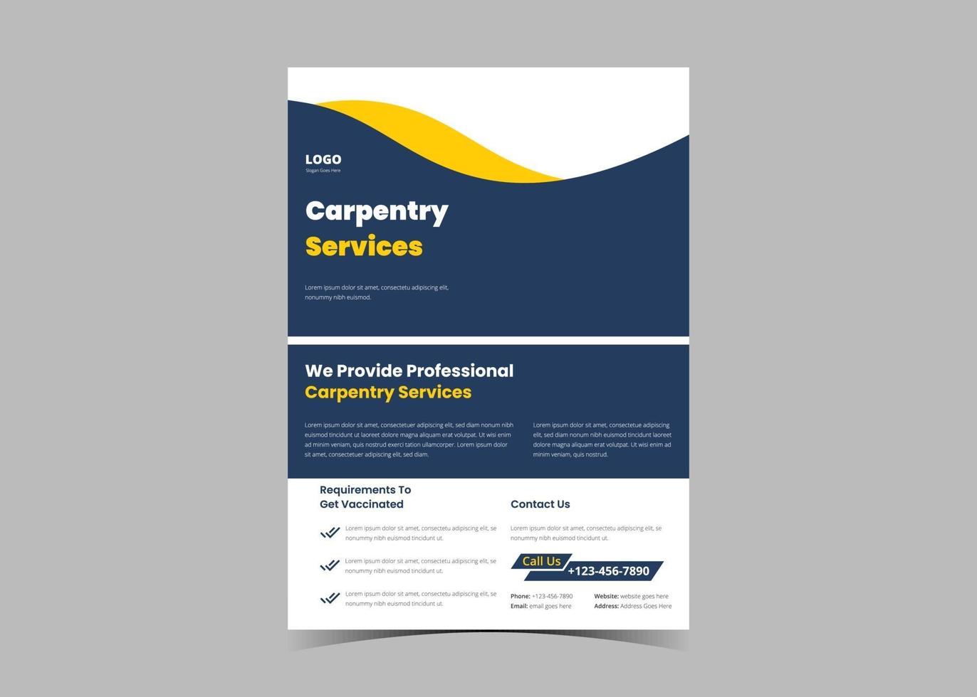 Carpentry service flyer design template vector