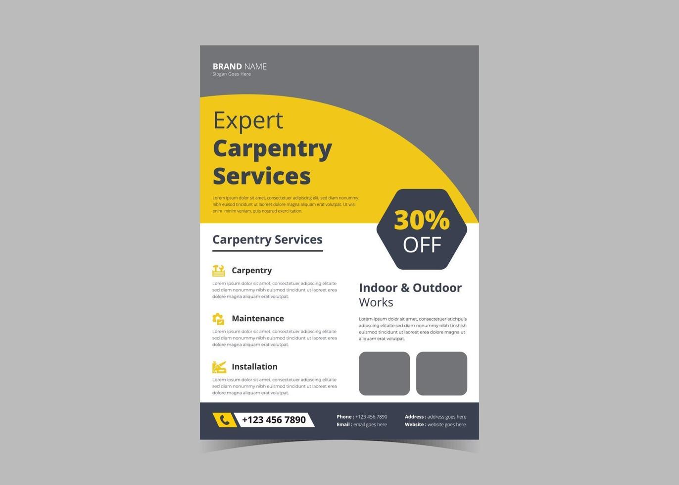 Carpentry service flyer design template vector