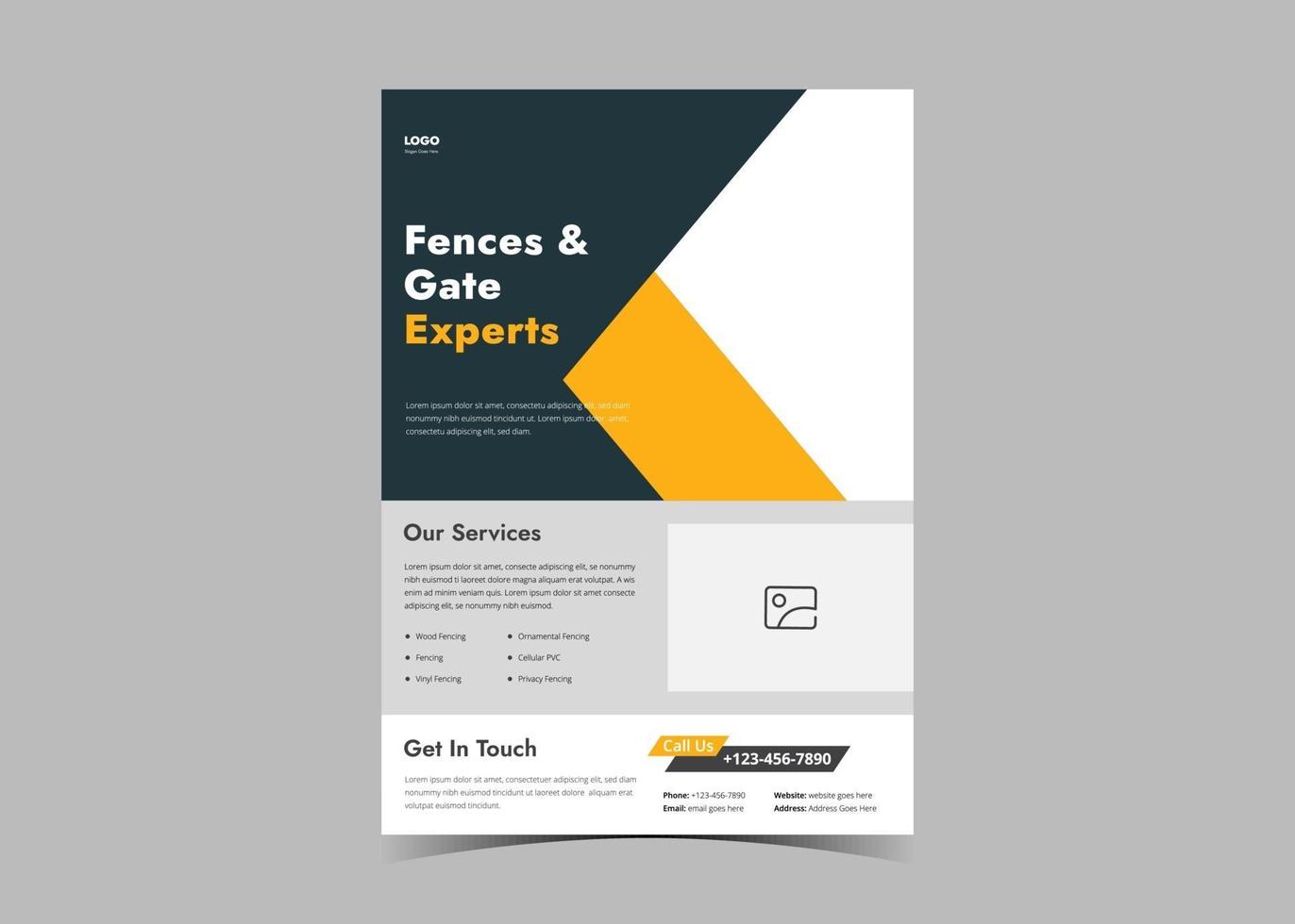 Fence service flyer template. vector