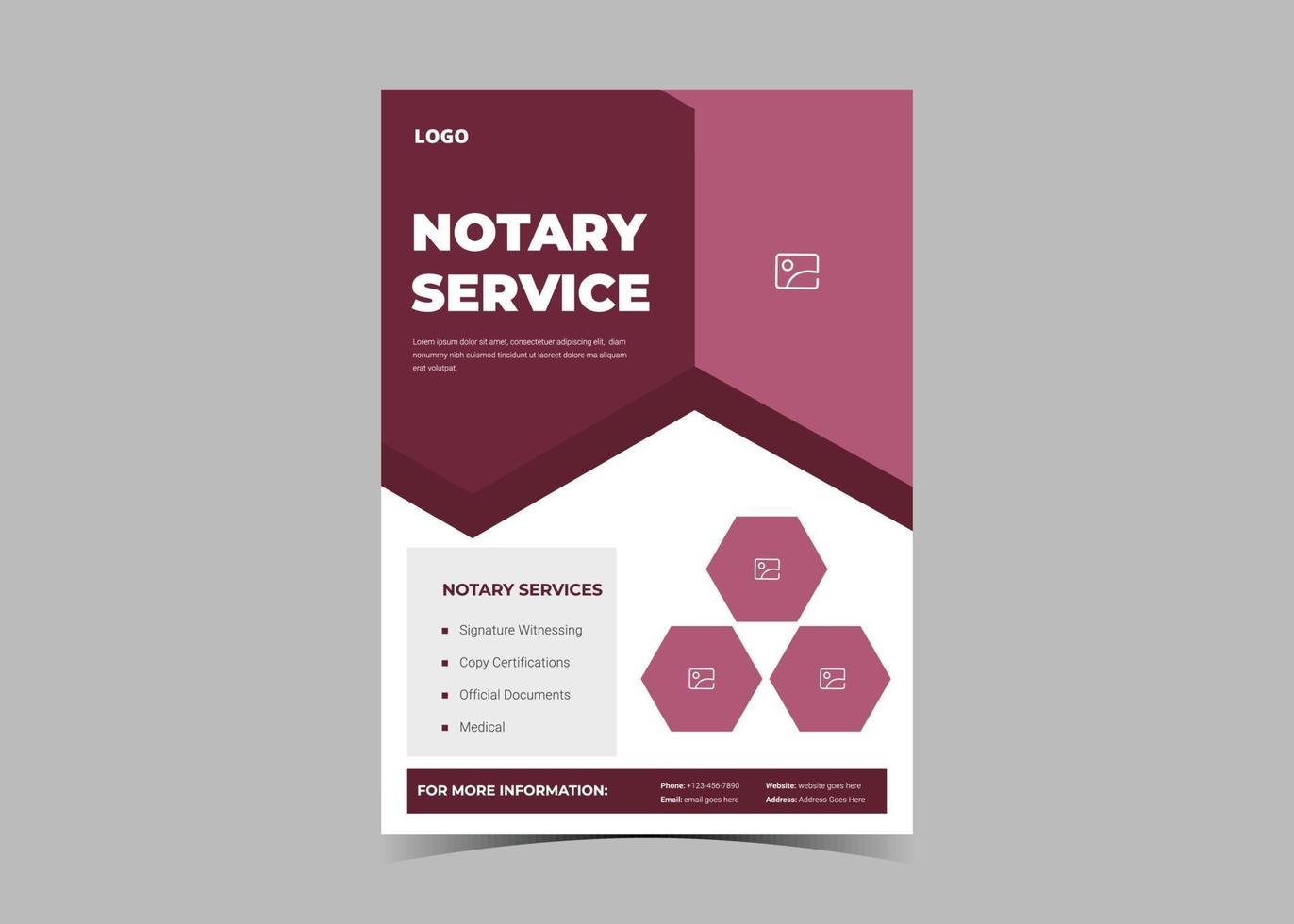Notary service flyer template design. Lawyer notary serviceS vector