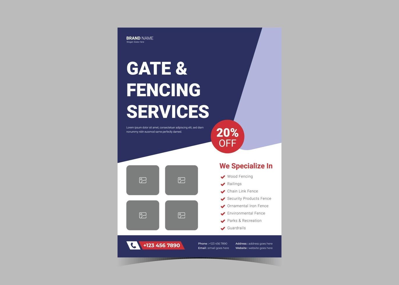 Fence service flyer template. vector