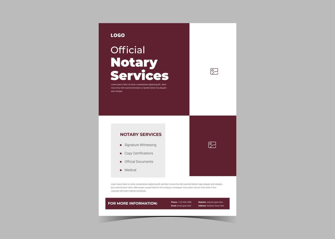 Notary service flyer template design. Lawyer notary serviceS vector