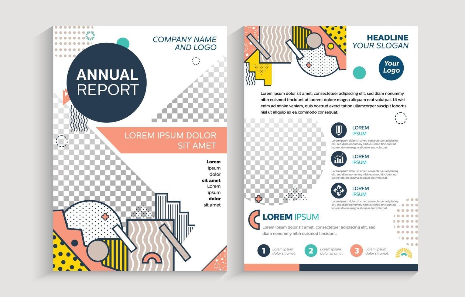 informe anual con plantilla de color suave vector