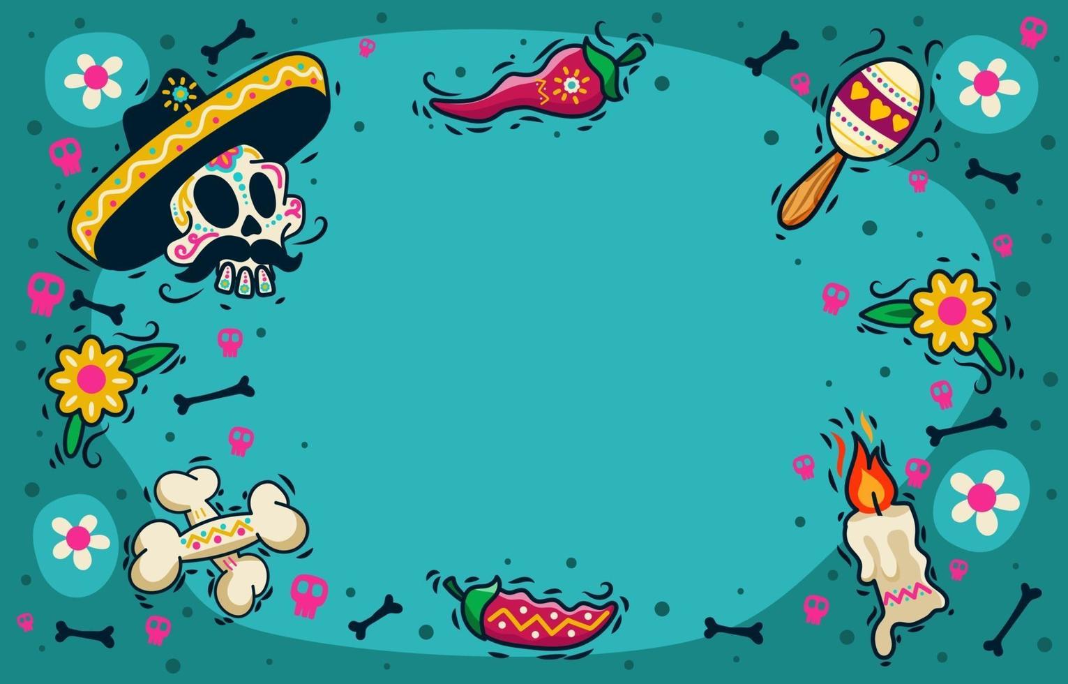 Fun Colourful Dia de Los Muertos Festive Background vector