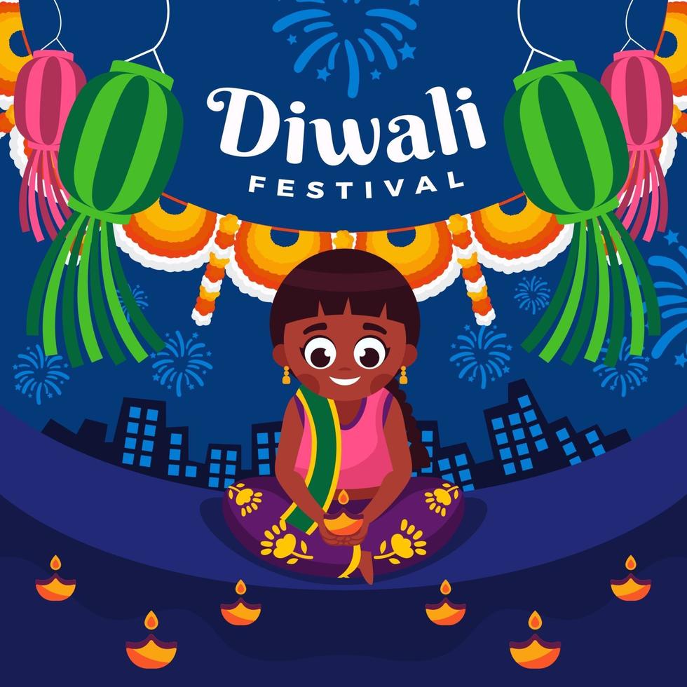 diwali el hermoso festival de la luz vector