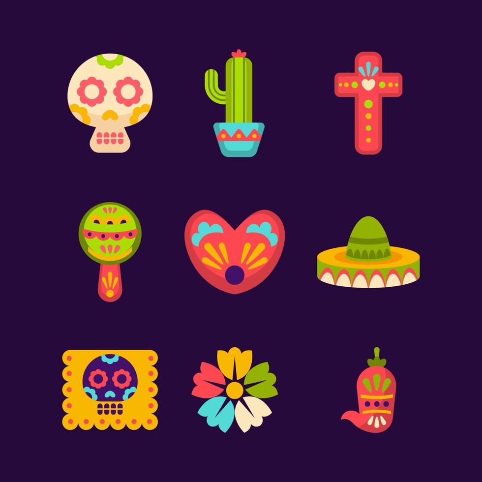 Dia de Los Muertos Instruments Icons vector