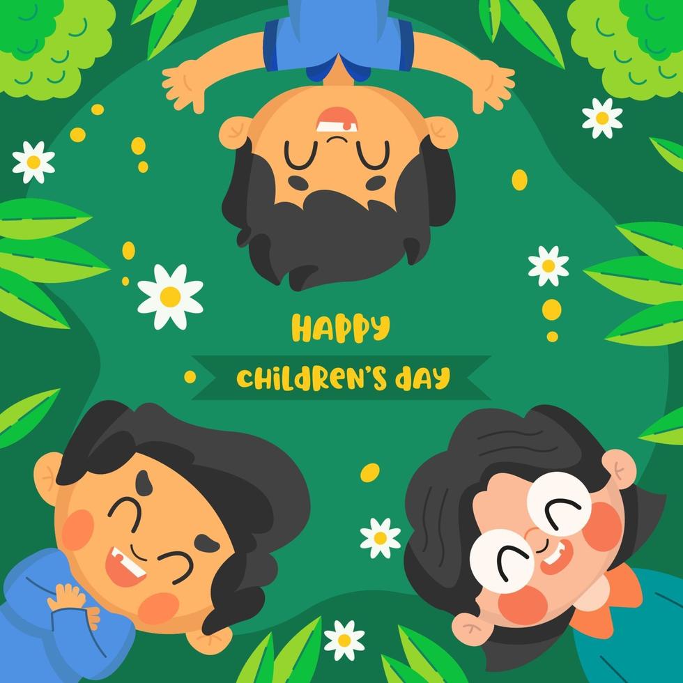 niños con expresión feliz vector