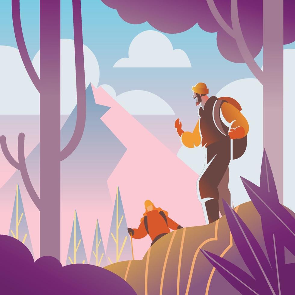Couple on Hiking Concept vector